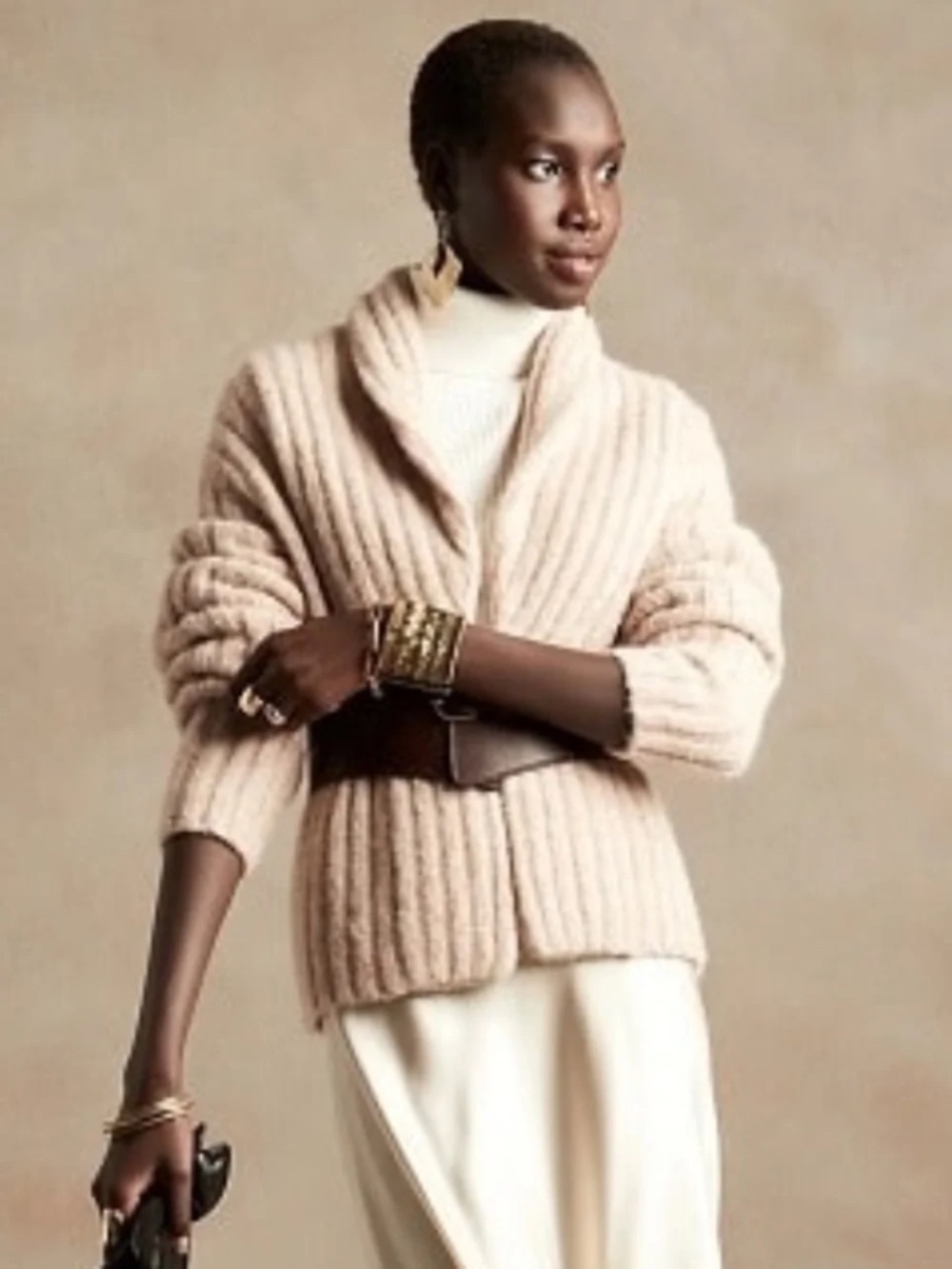 Banana Republic alpaca blend oatmeal beige cardigan Shawl sweater womens